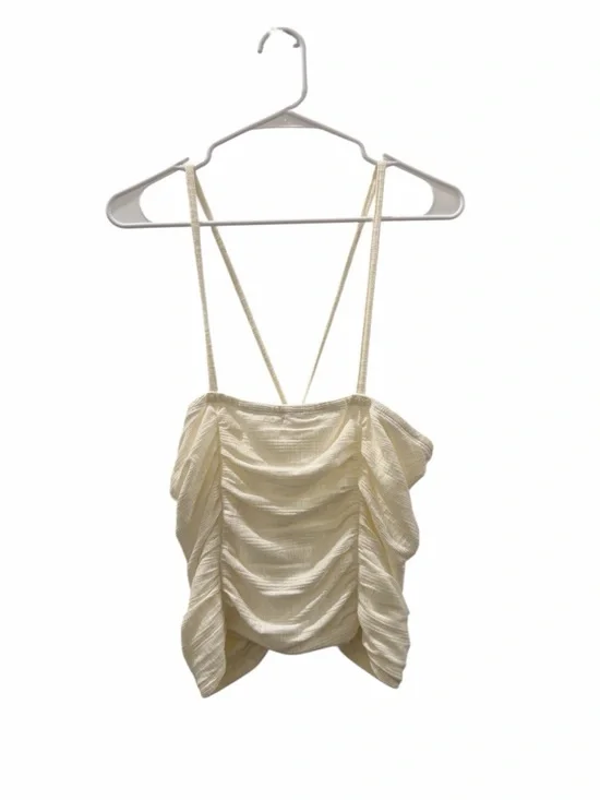 Pilcro Ruched Ribbed Halter In Cream Size S - Picture 5 of 8